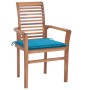 Dining chairs 2 units solid teak wood with blue cushions by , Garden chairs - Ref: Foro24-3062599, Price: 191,99 €, Discount: %