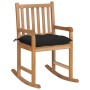 Silla mecedora de madera maciza de teca con cojín negro de , Sillas de jardín - Ref: Foro24-3062779, Precio: 156,25 €, Descue...