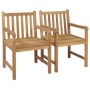 Garden chairs 2 units solid teak wood with red cushions by , Garden chairs - Ref: Foro24-3062751, Price: 278,75 €, Discount: %