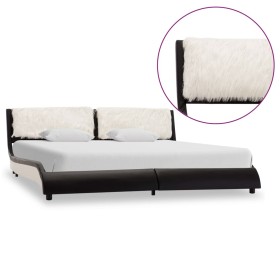 Estructura de cama cuero sintético negro y blanco 180x200 cm de , Camas y somieres - Ref: Foro24-280361, Precio: 232,99 €, De...