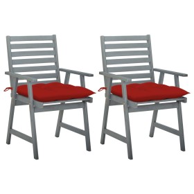 Dining garden chairs 2 units solid acacia wood with cushions by , Garden chairs - Ref: Foro24-3064422, Price: 159,66 €, Disco...