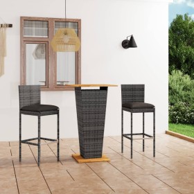 3er-Set Gartenbar-Möbel und Kissen PE Rattangrau von , Gartensets - Ref: Foro24-3064857, Preis: 279,99 €, Rabatt: %