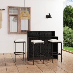 Garden bar furniture set, 4 pieces, with black cushions. by , Garden sets - Ref: Foro24-3064876, Price: 363,99 €, Discount: %