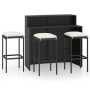 Garden bar furniture set, 4 pieces, with black cushions. by , Garden sets - Ref: Foro24-3064876, Price: 364,29 €, Discount: %