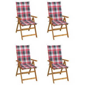 Reclining garden chairs 4 units solid acacia wood with cushions by , Garden chairs - Ref: Foro24-3065360, Price: 348,48 €, Di...