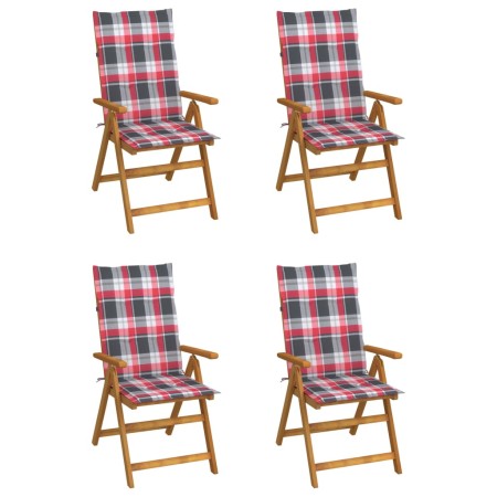 Reclining garden chairs 4 units solid acacia wood with cushions by , Garden chairs - Ref: Foro24-3065360, Price: 348,48 €, Di...