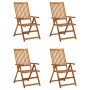 Reclining garden chairs 4 units solid acacia wood with cushions by , Garden chairs - Ref: Foro24-3065360, Price: 348,48 €, Di...