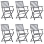 Folding garden chairs 6 pcs with solid acacia wood cushions by , Garden chairs - Ref: Foro24-3065430, Price: 298,85 €, Discou...