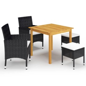 Juego de comedor de jardín de 5 piezas negro de , Conjuntos de jardín - Ref: Foro24-3067683, Precio: 305,99 €, Descuento: %