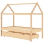 Estructura de cama infantil con cajón madera de pino 80x160 cm