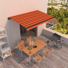 Toldo retráctil manual naranja y marrón 400x350 cm de , Toldos - Ref: Foro24-3069180, Precio: 482,99 €, Descuento: %