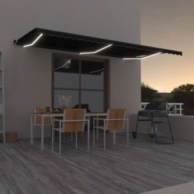 Manual retractable awning with LED light anthracite gray 600x350 cm by , Awnings - Ref: Foro24-3069244, Price: 615,30 €, Disc...