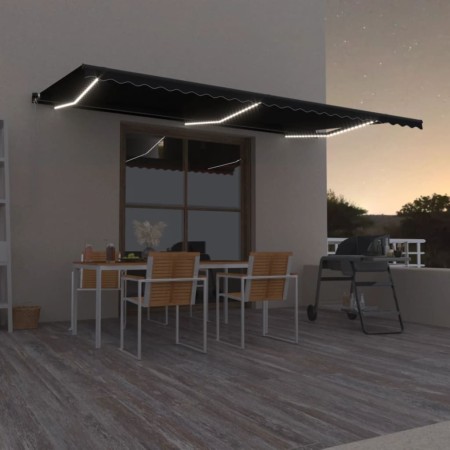 Toldo retráctil manual con luz LED gris antracita 600x350 cm de , Toldos - Ref: Foro24-3069244, Precio: 615,30 €, Descuento: %