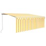 Retractable manual awning with blinds and yellow white LED 4x3 m by , Awnings - Ref: Foro24-3069303, Price: 399,46 €, Discoun...