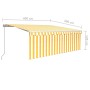 Retractable manual awning with blinds and yellow white LED 4x3 m by , Awnings - Ref: Foro24-3069303, Price: 399,46 €, Discoun...