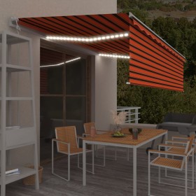 Automatic awning with LED, wind sensor, orange and brown, 5x3m. by , Awnings - Ref: Foro24-3069355, Price: 721,87 €, Discount: %