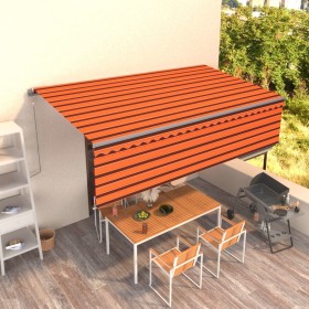 Toldo retráctil automático con persiana naranja y marrón 5x3 m de , Toldos - Ref: Foro24-3069470, Precio: 556,04 €, Descuento: %