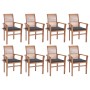 Solid teak dining chairs set of 8 with anthracite gray cushions by , Garden chairs - Ref: Foro24-3072973, Price: 789,65 €, Di...