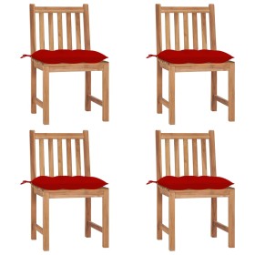 Garden chairs, set of 4, made of solid teak wood with cushions. by , Garden chairs - Ref: Foro24-3073109, Price: 418,25 €, Di...