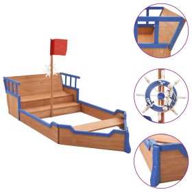 Sandpit in the shape of a pirate ship made of fir wood 190x94.5x101cm by vidaXL, sandboxes - Ref: Foro24-92171, Price: 225,99...