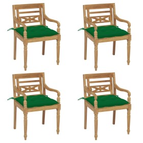 Batavia chairs, set of 4, made of solid teak wood with cushions. by , Garden chairs - Ref: Foro24-3073315, Price: 452,99 €, D...