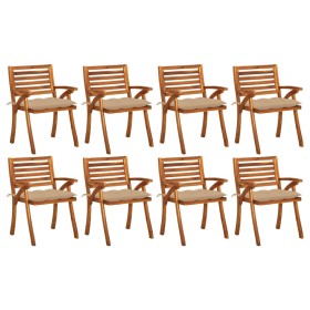 Garden chairs 8 units solid teak wood with cushions by , Garden chairs - Ref: Foro24-3075219, Price: 647,99 €, Discount: %