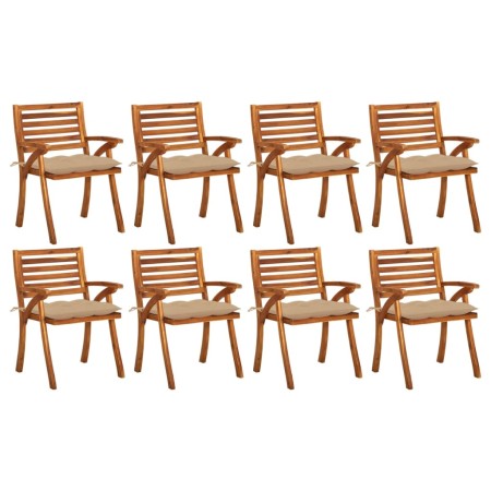 Garden chairs 8 units solid teak wood with cushions by , Garden chairs - Ref: Foro24-3075219, Price: 642,86 €, Discount: %