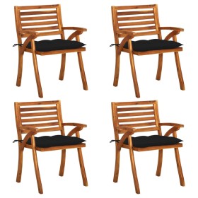 Garden chairs with cushions, 4 units, solid acacia wood. by , Garden chairs - Ref: Foro24-3075196, Price: 380,68 €, Discount: %