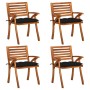 Garden chairs with cushions, 4 units, solid acacia wood. by , Garden chairs - Ref: Foro24-3075196, Price: 381,15 €, Discount: %