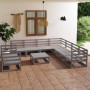 Garden furniture set, 10 pieces, gray solid pine wood by , Garden sets - Ref: Foro24-3075921, Price: 627,18 €, Discount: %