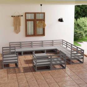 Muebles de jardín 13 piezas gris madera de pino maciza de , Conjuntos de jardín - Ref: Foro24-3075961, Precio: 774,07 €, Desc...