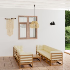 9-piece garden furniture set with solid pine wood cushions by , Garden sets - Ref: Foro24-3076427, Price: 982,99 €, Discount: %