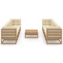 9-piece garden furniture set with solid pine wood cushions by , Garden sets - Ref: Foro24-3076427, Price: 981,29 €, Discount: %