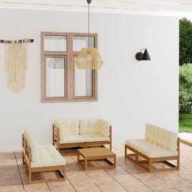 7-piece garden furniture set with solid pine wood cushions by , Garden sets - Ref: Foro24-3076467, Price: 706,34 €, Discount: %