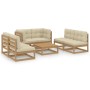 7-piece garden furniture set with solid pine wood cushions by , Garden sets - Ref: Foro24-3076467, Price: 706,99 €, Discount: %