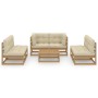 7-piece garden furniture set with solid pine wood cushions by , Garden sets - Ref: Foro24-3076467, Price: 706,99 €, Discount: %