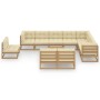 Set de muebles de jardín 11 pzs cojines madera pino marrón miel de , Conjuntos de jardín - Ref: Foro24-3076852, Precio: 1,00 ...