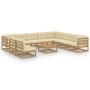 Set de muebles de jardín 11 pzs cojines madera pino marrón miel de , Conjuntos de jardín - Ref: Foro24-3076922, Precio: 1,00 ...