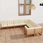 Set de muebles de jardín 9 pzs cojines madera pino marrón miel de , Conjuntos de jardín - Ref: Foro24-3077037, Precio: 999,48...