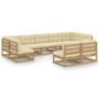 Set de muebles de jardín 9 pzs cojines madera pino marrón miel de , Conjuntos de jardín - Ref: Foro24-3077217, Precio: 974,80...