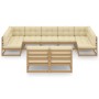 Set de muebles de jardín 9 pzs cojines madera pino marrón miel de , Conjuntos de jardín - Ref: Foro24-3077217, Precio: 975,99...