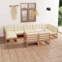 Set de muebles de jardín 9 pzs cojines madera pino marrón miel de , Conjuntos de jardín - Ref: Foro24-3077257, Precio: 999,48...