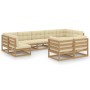 Set de muebles de jardín 9 pzs cojines madera pino marrón miel de , Conjuntos de jardín - Ref: Foro24-3077257, Precio: 1,00 €...