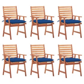 Garden dining chairs and cushions 6 pcs solid acacia wood by , Garden chairs - Ref: Foro24-3078372, Price: 420,79 €, Discount: %