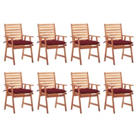 Garden dining chairs and cushions 8 pcs solid acacia wood by , Garden chairs - Ref: Foro24-3078398, Price: 519,99 €, Discount: %