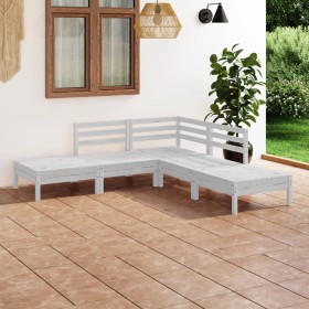 5-teiliges Gartenmöbel-Set aus massivem Kiefernholz weiß von , Gartensets - Ref: Foro24-3082638, Preis: 227,66 €, Rabatt: %