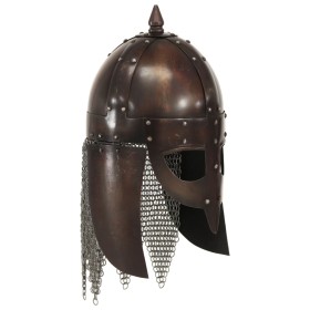 Replik eines Wikinger-Kriegerhelms aus LARP-Stahl und Kupfer von vidaXL, Sammelwaffen - Ref: Foro24-286224, Preis: 67,94 €, R...