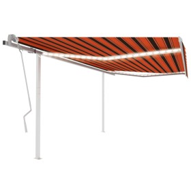 Toldo retráctil manual con LED naranja y marrón 4x3,5 m de , Toldos - Ref: Foro24-3070025, Precio: 483,99 €, Descuento: %