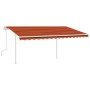 Toldo retráctil manual con LED naranja y marrón 4x3,5 m de , Toldos - Ref: Foro24-3070025, Precio: 484,98 €, Descuento: %