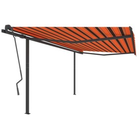 Automatic retractable awning with orange and brown poles, 4x3.5 m. by , Awnings - Ref: Foro24-3070230, Price: 657,99 €, Disco...